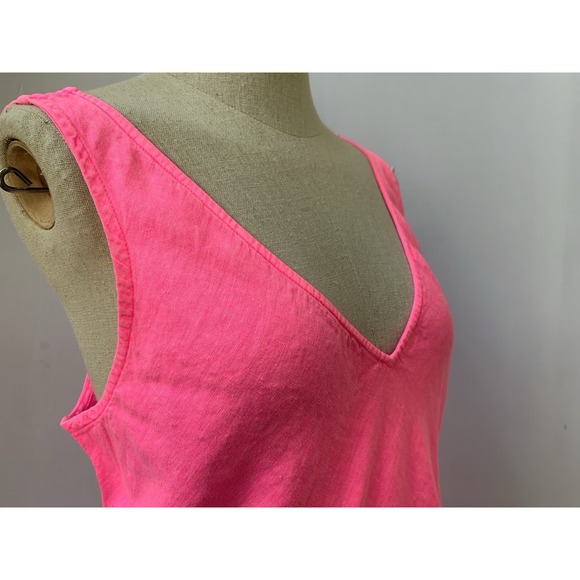 Lilly Pulitzer Dress Medium Pink Solid Florin Linen Maxi Sleeveless V Neck - Picture 5 of 12